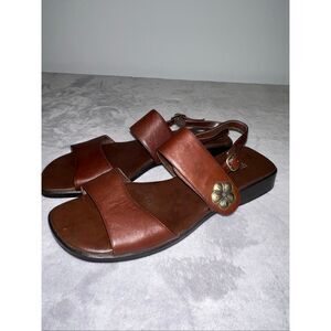 Women’s Brown Leather Floral Flower Hippie Strappy Boho Sandals 10